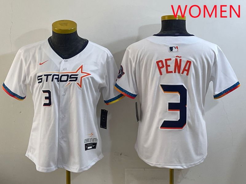 Women Houston Astros #3 Pena White Fourth generation Joint Name 2025 Nike MLB Jersey style 4->women mlb jersey->Women Jersey